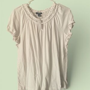 Chaps Cream Ruffle Sleeve Blouse